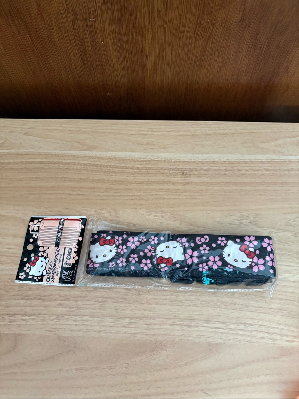 NEW HELLO KITTY Black Luggage Strap Pink Cherry Blossom Sanrio Japan